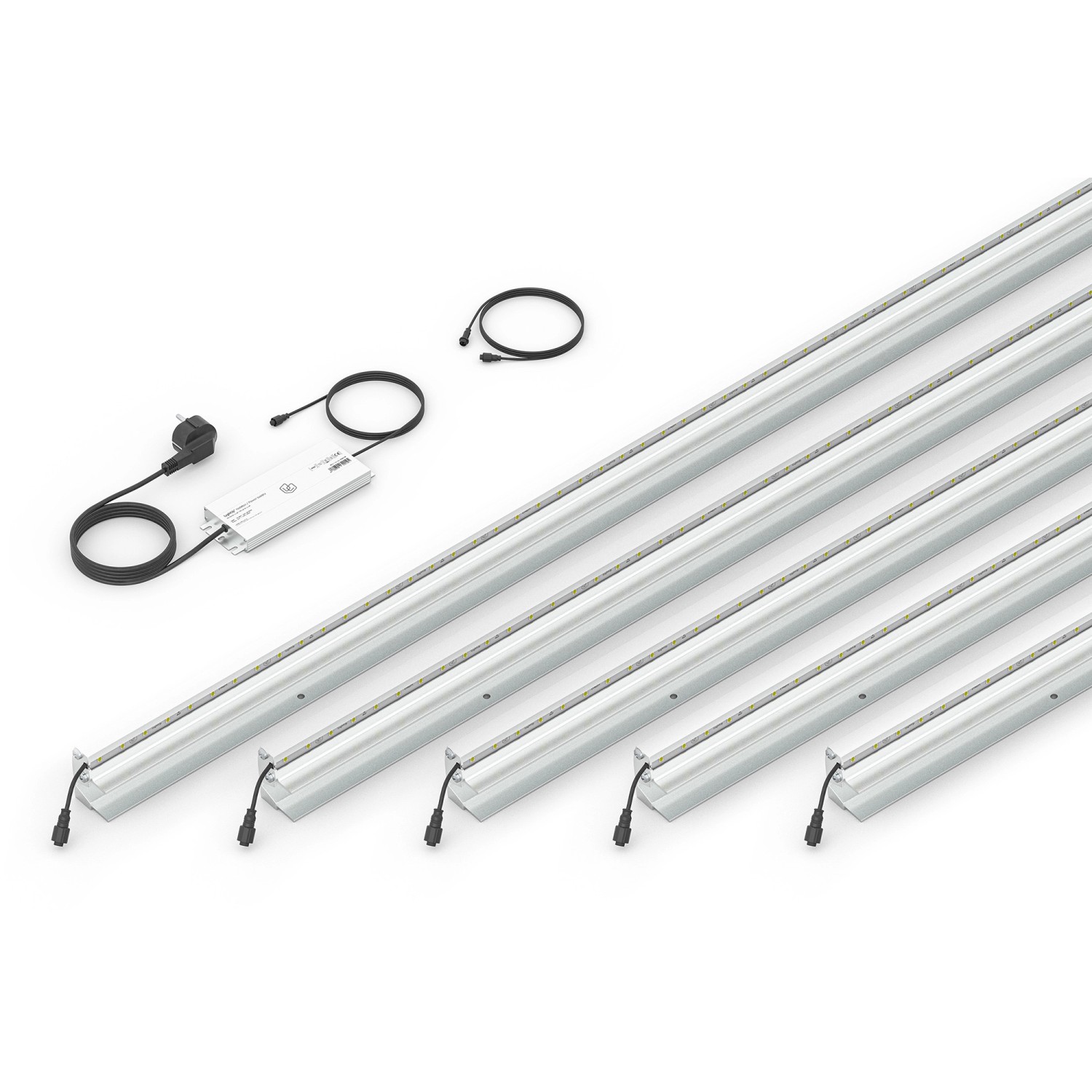 LyghtUp LED-Zaunbeleuchtung Set 5 x LED-Leiste 173,3 cm Netzteil Silber von LyghtUp
