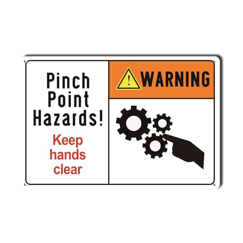 Lygond Aluminium-Metallschild mit Aufschrift "Warning Pinch Point Hazards Keep Hands Clear", 15,2 x 20,3 cm, Silber oder Grau, minimalistischer Stil von Lygond