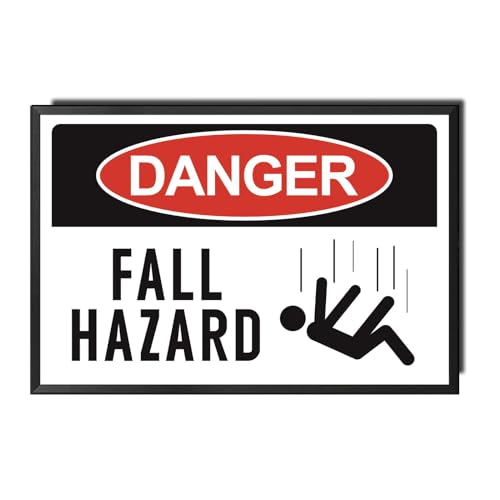 Lygond Aluminium- und Blechschild – Warnung "Danger Fall Hazard" – lustiges Schild – 15,2 x 20,3 cm mit Metallrahmen – Wandhalterung – Gebrauchs-/Industrie-Stil von Lygond
