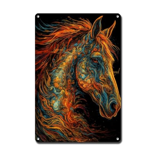 Lygond Metallschild Blechschild Vintage Wandkunst American Mustangs psychedelische Kunst Boho Schlafzimmer Dekorationen für Club 15,2 x 20,3 cm von Lygond