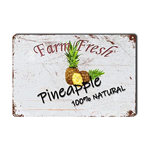 Lygond Metallschild Blechschild Vintage Wandkunst natürliche Ananas Farm frische Bio-Lebensmittel Furit Blechschild für Terrasse, 20,3 x 30,5 cm von Lygond