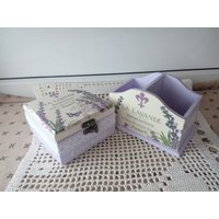 Aufbewahrungsbox Und Halter Mit Lavendel von LyidoraWoodenDecor