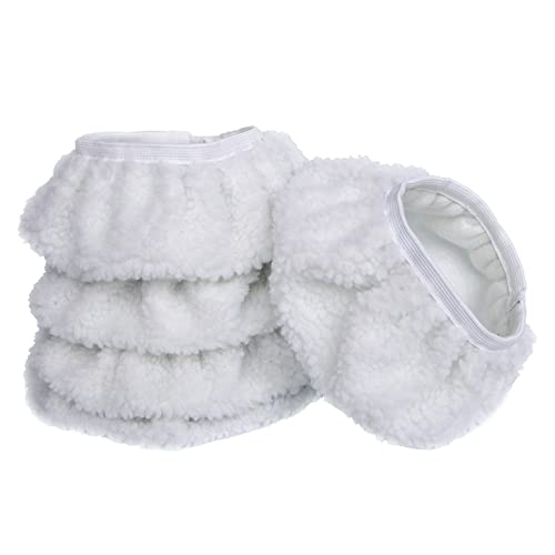 Auto Polieren Haube Pads, 5PCS Lamm Wolle Polieren Polieren Pad Wolle Haube Pad, Auto Polier Pad Applicator Pad Buffling Auto Puffer Wachs für Auto Pflege-Weiß (9-10Inch) von Lyirfan