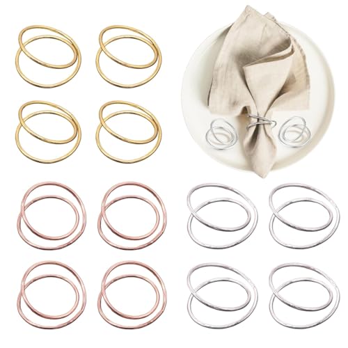 12 Stück Ringe für Servietten, Serviettenschnallen Runde, Serviettenschnallen Doppelspiralkreis, Servietten Ring für Hochzeitsfeier, Abendessen, Empfänge, Banketttische Tischdekoration von Lyivisk