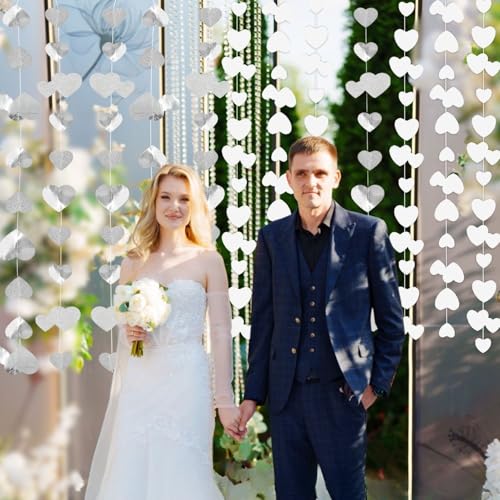 52Ft Girlande Hochzeit, 2 Stück Weiß Herz Girlande Hochzeit Deko, 2 Stück Herz Girlande Silber, Metallisches Papier Hängenden Herzgirlanden für Silberhochzeit Deko, Jahrestag, Verlobung 52Ft Girlande Hochzeit, 2 Stück Weiß Herz Girlande Hochzeit Deko, 2 Stück Herz Girlande Silber, Metallisches Papier Hängenden Herzgirlanden für Silberhochzeit Deko, Jahrestag, Verlobung von Lyivisk
