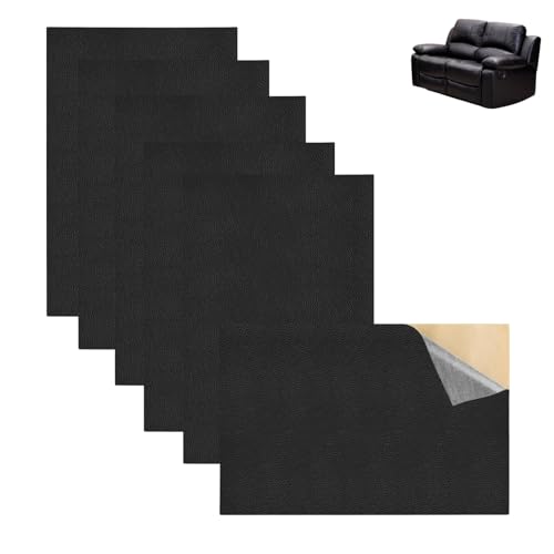 6 Stück Kunstleder Selbstklebend – Leder Reparatur Set Schwarz, 20x30 cm, Lederreparaturset Schwarz für Sofas, Autositze& Taschen – Kunstleder Reparieren, Flicken Selbstklebend Stoff von Lyivisk