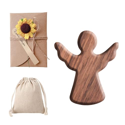 Lyivisk chutzengel Geschenk aus Olivenholz Handgefertigter Guardian Angel Handschmeichler Christliche Geschenke zur Taufe Kommunion Prüfung oder als Glücksbringer für Familie und Freunde (Ohne Gravur) von Lyivisk