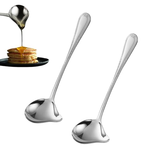Soßenlöffel Edelstahl 2er Set Sauciere Löffel aus rostfreiem 304er Material mit Ausgießer und Aufhängeöse Spülmaschinenfest für Sauce Suppe Küche von Lyivisk