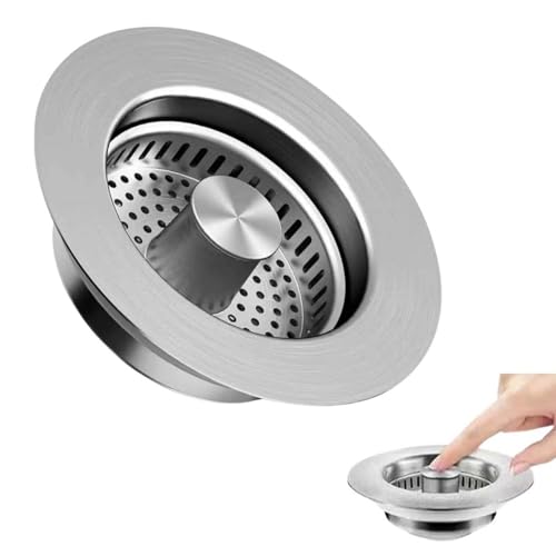 Spülbecken Stöpsel und Abflusssieb Küchenspüle, 3-in-1 Pop-Up Edelstahl Abflusssieb Waschbecken mit Anti-Verstopfungs-Korb, Universeller Sieb für Spülbecken -Tiefe der Spüle>40mm Spülbecken Stöpsel und Abflusssieb Küchenspüle, 3-in-1 Pop-Up Edelstahl Abflusssieb Waschbecken mit Anti-Verstopfungs-Korb, Universeller Sieb für Spülbecken -Tiefe der Spüle>40mm von Lyivisk