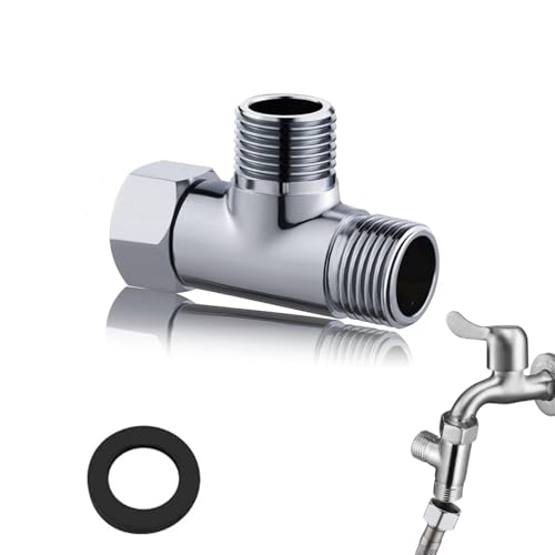 T Stück 1/2 Zoll, Messing G1/2 Zoll Umstellventil, 3 Wege T Stück Wasseranschluss Verteiler mit Unterlegscheiben, T Form Adapter für Trinkwasser Wasserhahn, Chrom, 20mm T Stück 1/2 Zoll, Messing G1/2 Zoll Umstellventil, 3 Wege T Stück Wasseranschluss Verteiler mit Unterlegscheiben, T Form Adapter für Trinkwasser Wasserhahn, Chrom, 20mm von Lyivisk