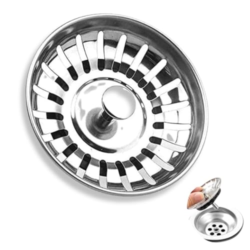 Universal Abflussstopfen 80mm - Stöpsel für Spülbecken, Abflusssieb Küchenspüle, Edelstahl Waschbeckenstöpsel - Höhenverstellbares Siebkörbchen für Waschbecken, Spüle Zubehör, 1 Stück (Edelstahlfarbe) Universal Abflussstopfen 80mm - Stöpsel für Spülbecken, Abflusssieb Küchenspüle, Edelstahl Waschbeckenstöpsel - Höhenverstellbares Siebkörbchen für Waschbecken, Spüle Zubehör, 1 Stück (Edelstahlfarbe) von Lyivisk