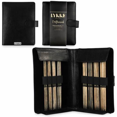 Lykke Driftwood K-LYKKE-DW-6DPSM-SET-FXL Nadelset Nadelspiele, Holz, Schwarz, Small US 0-5 Set in Faux Leather Pouch von Lykke