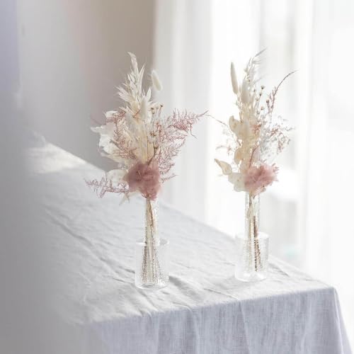 Trockenblumenstrauß Mini - Tischdeko rosa weiß Größe 20 cm, Verpackungseinheit 1x, Farbe rosa von Lykke & You