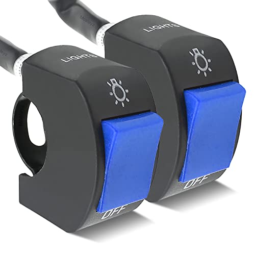 2 Stücke Motorrad Lenkerschalter Lenker Kippschalter mit Einschalten des Ausschaltens für Motorräder Fahrrad -Roller Motorrad Licht-Passt Lenker 22mm (Blau) von LynKomm