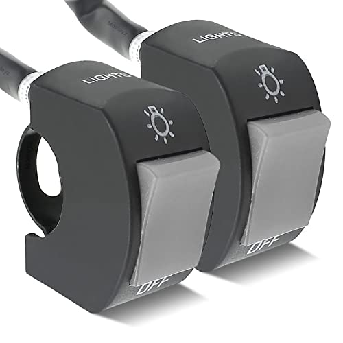 2 Stücke Motorrad Lenkerschalter Lenker Kippschalter mit Einschalten des Ausschaltens für Motorräder Fahrrad -Roller Motorrad Licht-Passt Lenker 22mm (Grau) von LynKomm