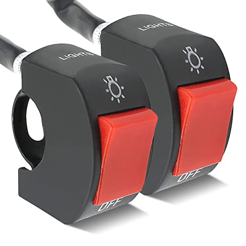 2 Stücke Motorrad Lenkerschalter Lenker Kippschalter mit Einschalten des Ausschaltens für Motorräder Fahrrad -Roller Motorrad Licht-Passt Lenker 22mm (Rot 2) von LynKomm