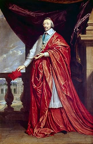 LynSet Leinwandbilder Vintage Poster Berühmt Kardinal Richelieu von Philippe De Champaigne für Flurdekoration 60x90cm von LynSet