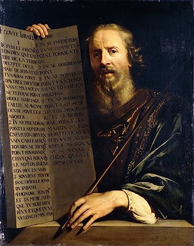 Moderne Kunst Wandbild Wandkunst Leinwand Gemälde Berühmtes Gemälde Moses hält die Zehn Gebote von Philippe De Champaigne für Wohnzimmer 60x90cm von LynSet