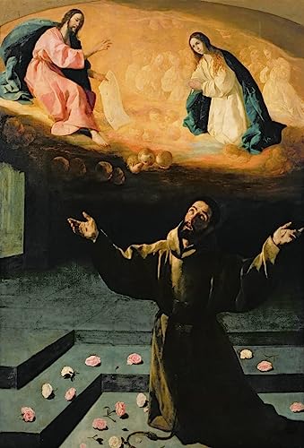 Posterdrucke Leinwand Druck Kunstwerke Klassisches Ölgemälde Franz von Assisi oder das Rosenwunder von Francisco De Zurbaran für Wohnkultur 60x90cm von LynSet