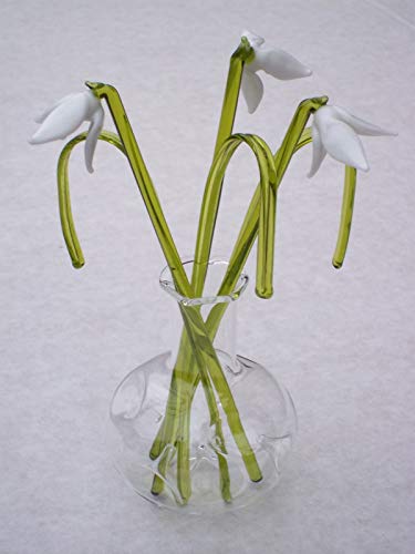 Glasblume in Vase, Schneeglöckchen von Lyndas Gifts