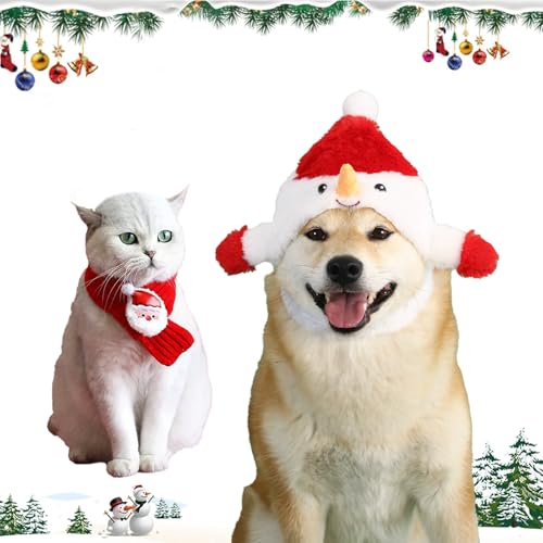 Lyneun 2PC Hund Weihnachtsmütze und Schal, Weihnachtshundekostüme Haustier, Einstellbar Weihnachtsmütze Weihnachtshundeschal für Kleine Mittlere und Große Hunde(Rot) Lyneun 2PC Hund Weihnachtsmütze und Schal, Weihnachtshundekostüme Haustier, Einstellbar Weihnachtsmütze Weihnachtshundeschal für Kleine Mittlere und Große Hunde(Rot) von Lyneun