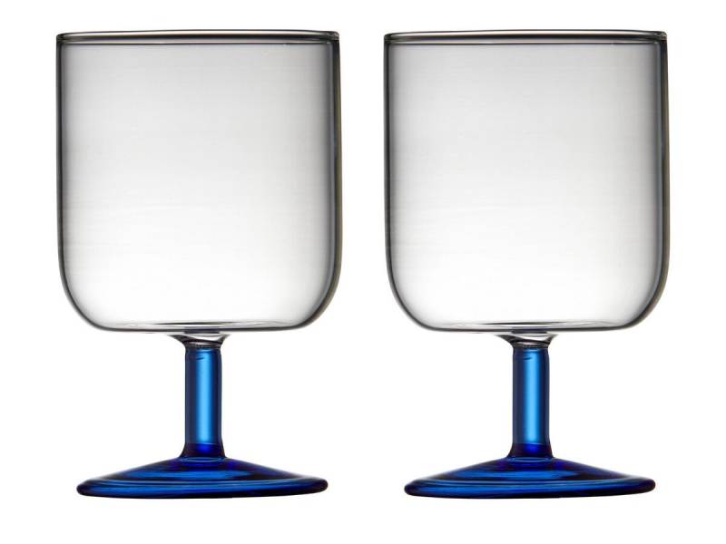 Weinglas 2er-Set Torino klar/blau von Lyngby Glas