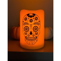 Led Flammenlose Halloween Kerze - Sugar Skull von LynnsHomeDesign