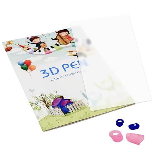 3D-Stift-Druck-Zeichenbuch, wiederverwendbar, farbig, 40 Muster, Inklusive Transparenten Zeichenplatten und Fingerkappen, Ideal für Kreatives Zeichnen und DIY-Projekte von Lynqvor