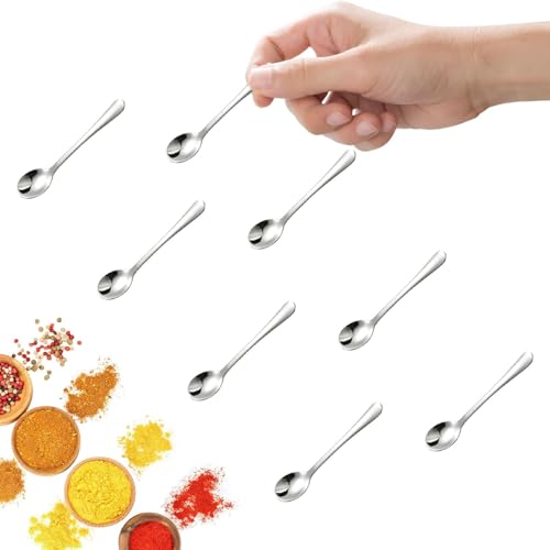 8 Stück Tiny Edelstahl Löffel für Gewürzgläser, 7,5 cm | Kleine Gewürzlöffel für Gewürzgläser, Salz, Zucker, Honig – Robuste, wiederverwendbare Tiny Scoops für präzises Dosieren 8 Stück Tiny Edelstahl Löffel für Gewürzgläser, 7,5 cm | Kleine Gewürzlöffel für Gewürzgläser, Salz, Zucker, Honig – Robuste, wiederverwendbare Tiny Scoops für präzises Dosieren von Lynqvor