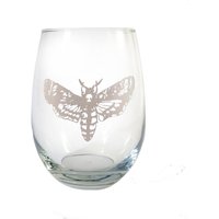 Totenkopf Hawk Moth 18 Unzen Klares Stemless Weinglas - Kostenlose Personalisierte Gravur von LyonCraft