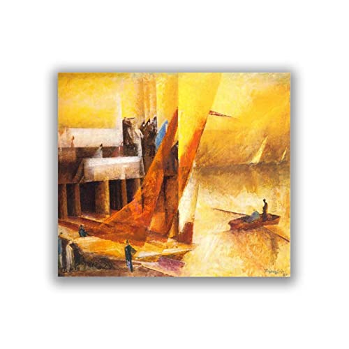 Lyonel Feininger Druck auf Leinwand-Berühmte Gemälde Wandkunst-„Landungssteg“-Abstrakter Expressionismus Leinwand Wandkunst Bild 40x46cm Rahmenlos Lyonel Feininger Druck auf Leinwand-Berühmte Gemälde Wandkunst-„Landungssteg“-Abstrakter Expressionismus Leinwand Wandkunst Bild 40x46cm Rahmenlos von Lyonel Feininger