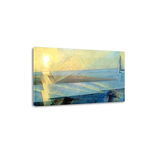 Lyonel Feininger Druck auf Leinwand-Berühmte Gemälde Wandkunst-“Sunset at Deep”-Abstrakter Expressionismus Leinwand Wandkunst Bild 40x64cm Gerahmt von Lyonel Feininger