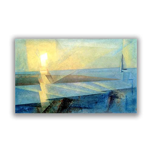 Lyonel Feininger Druck auf Leinwand-Berühmte Gemälde Wandkunst-“Sunset at Deep”-Abstrakter Expressionismus Leinwand Wandkunst Bild 70x112cm Rahmenlos von Lyonel Feininger