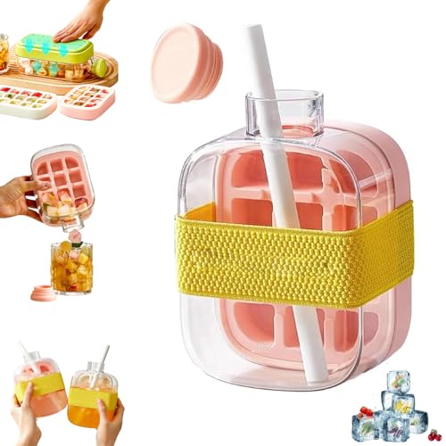 ice cube bottle,eiswürfel flaschee,iswürfelflasche,Eiswürfelbehälter Mit Deckel Und Behälter,eiswürfelflasche Mit Deckel,2 In 1 Ice Cube Tray,Water Bottle with Lid and Container,Ice Cube Tray for Dri von Lyoveu