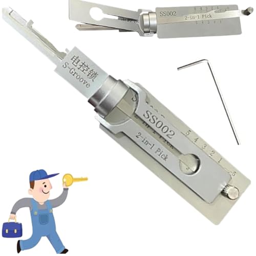 schlosshüter,hauptschlüssel für den haushalt,schlossöffnungswerkzeug, schlüsseldecoder 2 in 1,Schlüsseldecoder Aus Edelstahl,schlüsseldecoder,schlossknacker werkzeug,master key decoder,stainless steel von Lyoveu
