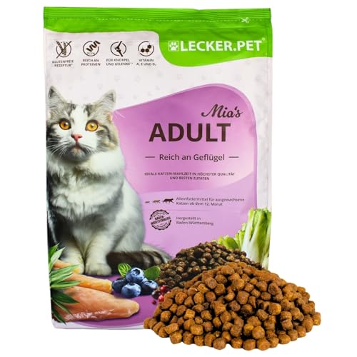Lecker.Pet® | 2,5 kg Mia's Adult Herzhaftes Geflügel Katzen Trockenfutter Vollnahrung | Glutenfreies Katzenfutter | Trockenvollnahrung für Erwachsene Katzen | Nährstoffreiche Proteinquelle von Lyra Pet