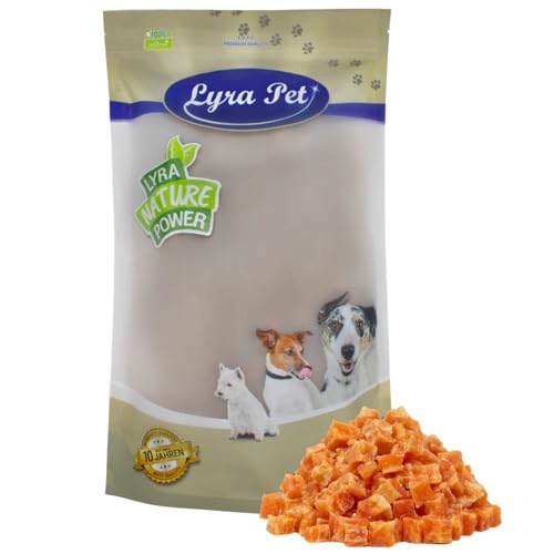 Lyra Pet® 1 kg Hühnerfleischwürfel mit Fisch | Geschmackvoller Kausnack | Leckerli für alle Hunde | Fettarmes Hundefutter | Idealer Belohnungs- und Trainingssnack | Wiederverschließbar von Lyra Pet
