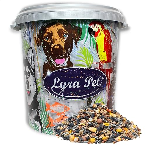 Lyra Pet® | 10 kg Streufutter aus der ALB-MÜHLE Allzweck-Mix + 30 L Tonne | Wildvogelfutter Ganzjährig | Vogelfutter für Gartenvögel | Hochwertige Zutaten | Geeignet im Sommer & Winter von Lyra Pet