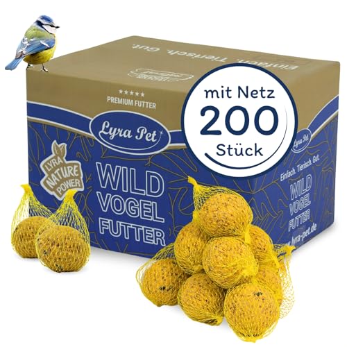 Lyra Pet® | 200 Basic Meisenknödel mit Netz à 90 g = 18 kg | Mineralstoffreiches Wildvogelfutter | Klassisches Vogelfutter Sommer & Winter | Energiespender für Wildvögel | Nährstoffreich & Fetthaltig von Lyra Pet
