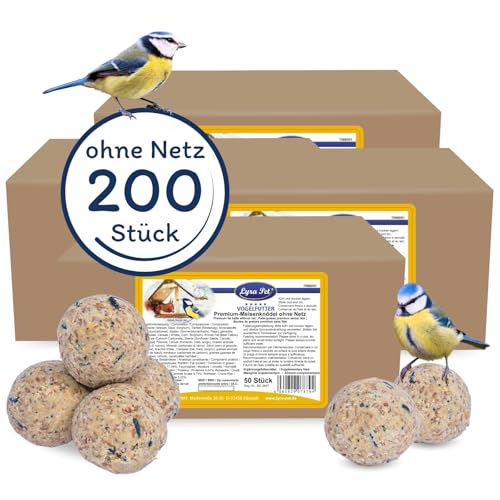 Lyra Pet® | 200 Premium Meisenknödel ohne Netz à 85 g | Energielieferant für Wildvögel | Mineralstoffhaltiges Wildvogelfutter | Kraftspendendes Fettfutter | Ganzjähriges, nährstoffreiches Vogelfutter von Lyra Pet