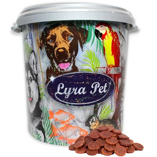 Lyra Pet® 5 kg Entenchips in 30 L Tonne | Kausnack von der Ente | Leckerli auch für Welpen und ältere Hunde | Gut verträglicher Belohnungs- und Trainingssnack | Im wiederverschließbaren Beutel von Lyra Pet
