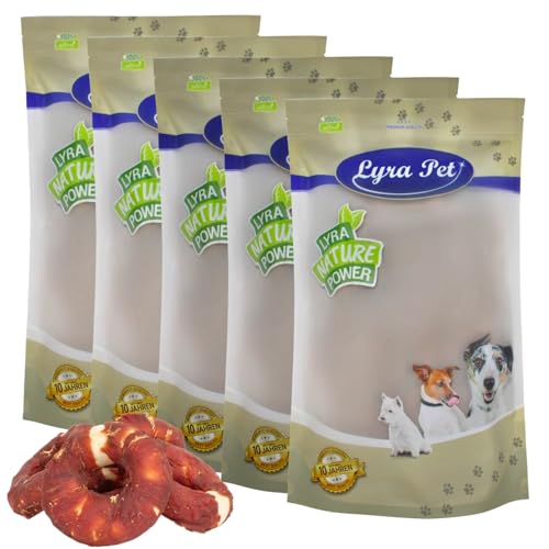 Lyra Pet® 5 kg Kauringe mit Entenbruststreifen | Fettarmer Kausnack | Leckerli aus Rind & Ente für Hunde | Langer Kaugenuss | Gut verträgliches Hundefutter | Wiederverschließbarer Beutel von Lyra Pet
