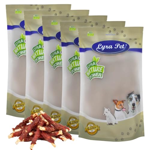 Lyra Pet® 5 kg Kaurollen mit Entenbruststreifen | Kausnack zahnreinigend | Leckerli für Hunde | Proteinreicher Kauartikel | Gut bekömmliches fettarmes Hundefutter | Wiederverschließbar von Lyra Pet