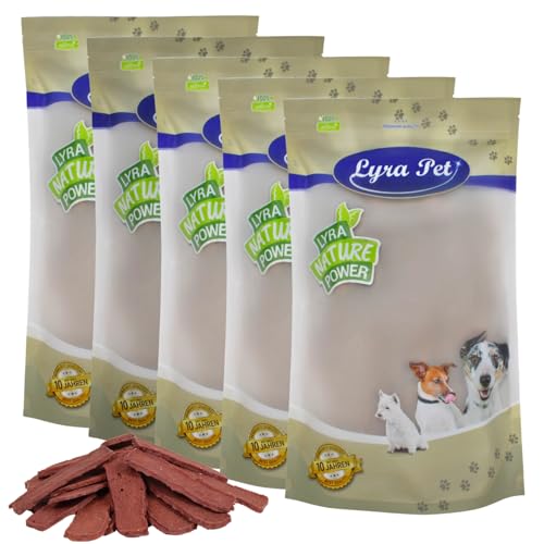 Lyra Pet® 5 kg Pferdefleischstreifen | Kausnack vom Pferd | Leckerli auch für Welpen und ältere Hunde | Idealer Belohnungs- und Trainingssnack | Gut verträglich | Wiederverschließbarer Beutel von Lyra Pet