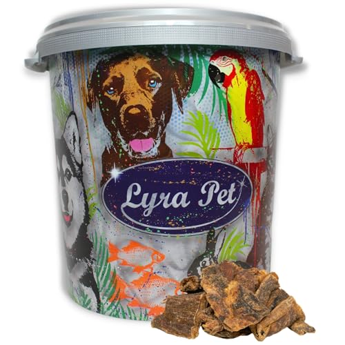 Lyra Pet® 5 kg Rinderherz getrocknet Hundefutter Kauartikel Kausnack Leckerli Belohnung Training Hund Rind in 30 L Tonne von Lyra Pet