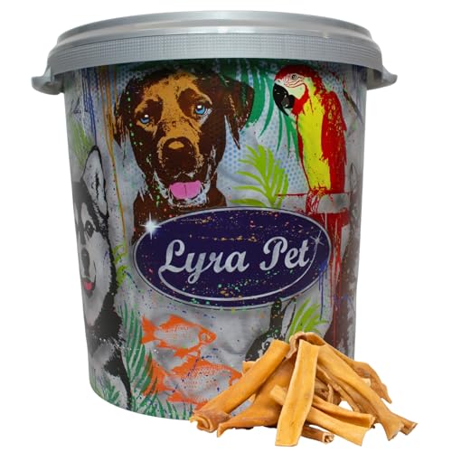 Lyra Pet® 5 kg Rinderkopfhaut Hell 5000 g Hellbraun Kaustangen Hundefutter in 30 L Tonne von Lyra Pet