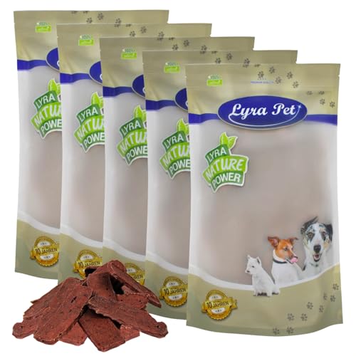 Lyra Pet® 5 kg Rindfleischstreifen | Kausnack vom Rind | Leckerli auch für Welpen und ältere Hunde | Idealer Belohnungs- und Trainingssnack | Gut verträglich | Wiederverschließbarer Beutel von Lyra Pet