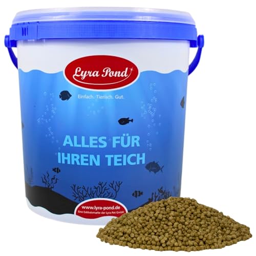 Lyra Pond® 10 L Pond Koi Beauty Pellets Staple im Eimer | Kräftigt die Farben der Teichfische | Proteinreiches Fischfutter | Teichfutter mit Insektenmehl & Spirulina | Geringer Energiegehalt von Lyra Pet