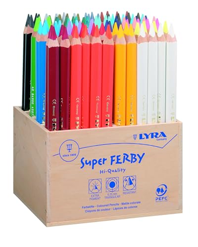 LYRA Super Ferby®, lackierte Farbstifte, Holzaufsteller 96 Stifte von LYRA