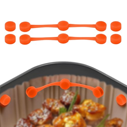Airfryer-Magnet-Silikonschnallen Sets, mit 2 Streifen und 4 Schnallen Universal-Airfryer-Magnete Verhindern Das Verbrennen Magnetische Halter zum Festhalten von Pergamentpapier von Lyreh